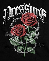 Men’s Vintage Washed Graphic T-Shirt Rose Barbed Wire Print Gothic Streetwear Te