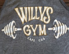Vintage 90s Tank Top Willy’s Gym Cape Cod Workout T-Shirt Mens Lg Black Tee