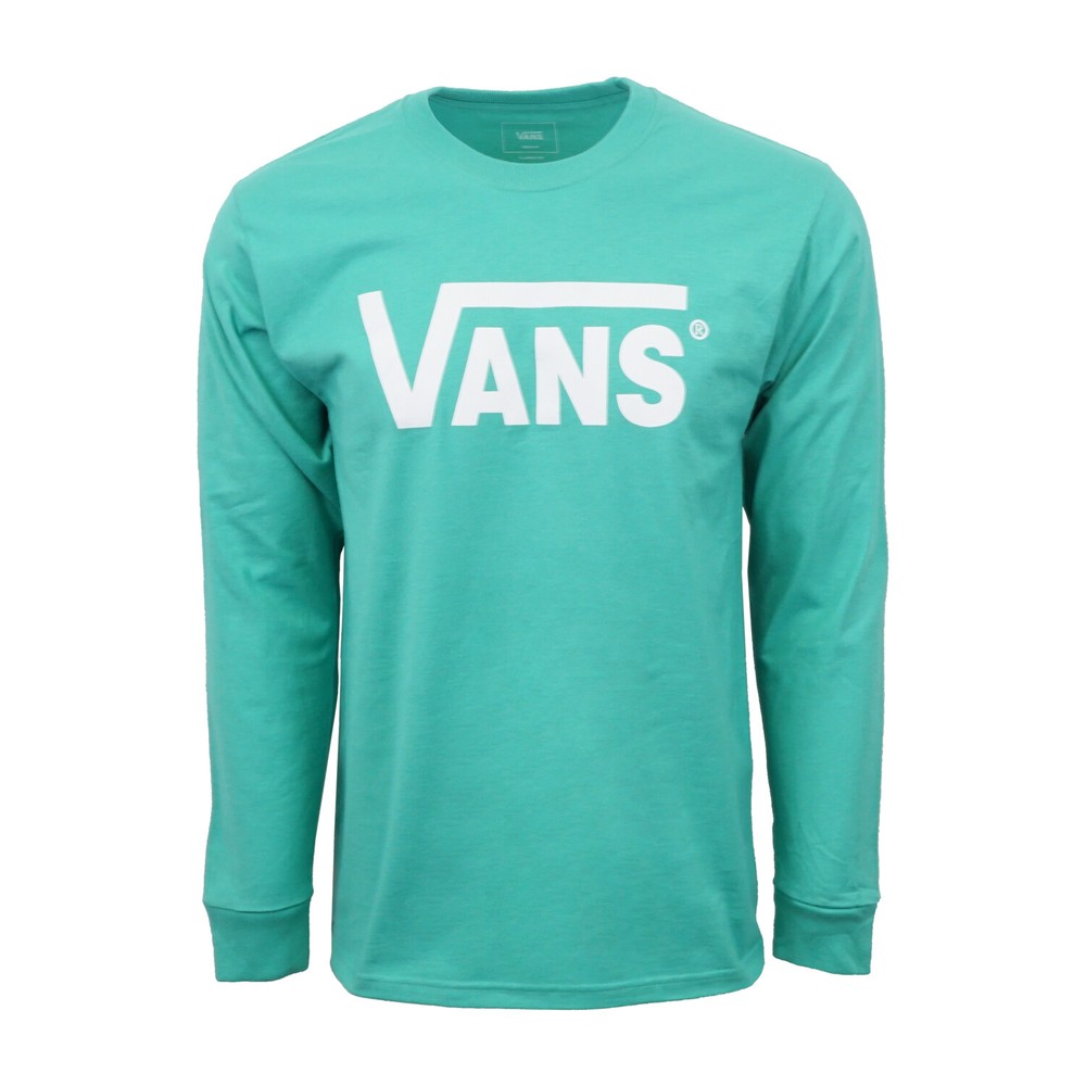 VANS MENS TEAL LOGO T SHIRT HEAVY WEIGHT TEE LONG SLEEVES