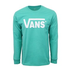 VANS MENS TEAL LOGO T SHIRT HEAVY WEIGHT TEE LONG SLEEVES