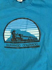 Vintage 80s Durango Colorado Railroad T Shirt size M Medium Blue Rare USA