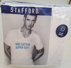 Stafford T Shirts Super Soft 100% Cotton V Necks Medium 4-Pack