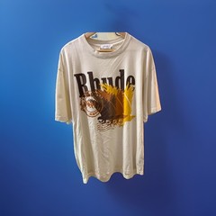 RHUDE Men’s White Graphic Logo Crewneck Short Sleeve T-Shirt Size XL