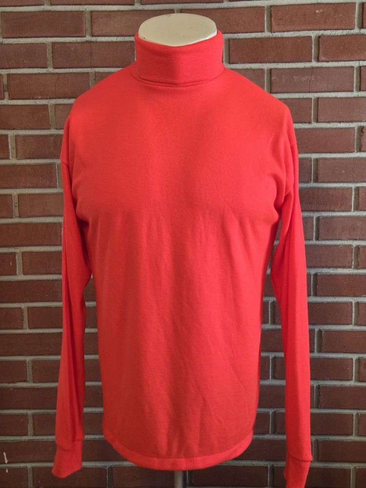Meister Mens XL Long Sleeve Turtleneck Vintage 1980s Hot Pink Neon Acrylic Shirt