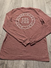 Volcom Men’s Brown Graphic Logo Crew Neck Long Sleeve Cotton Blend Tee S/P