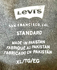 Levis Mens Graphic T-Shirt Classic Black Short Sleeve Crew Neck Size XL