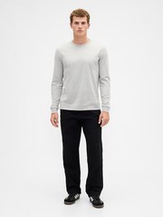 Gap Everyday Soft Long Sleeve Shirt Mens Medium Gray Crew Cotton Solid $30 MSRP