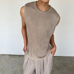 Casual Wear Daily Wear Men’s Tank Top Knitted Vest Knitted Fabric Regular Length
