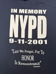 Vintage NYPD 9-11 Shirt Mens 2XL Memorial Navy Blue Double Sided Graphic 00s