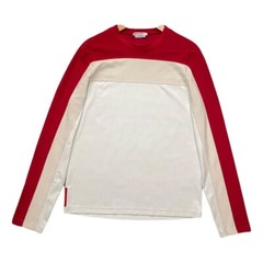 Prada Sport Color block Long Sleeve Red Tab Fleece Nylon Sweatshirt Pullover S