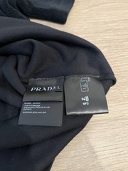 Prada Cotton Terry T-shirt with Enamel Metal Triangle Logo in Black 2025 Large