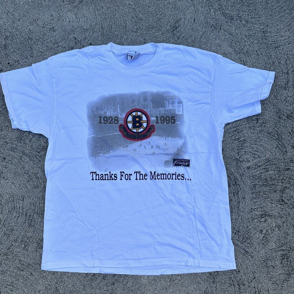 Vintage Boston Bruins Shirt XL White The Garden Arena Farewell Memories Hockey
