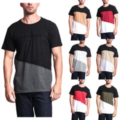 Victorious Men’s Casual Long Length Color Block Poly Suede Mesh T-Shirt TS678