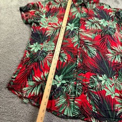 COOFANDY Men’s XL Hawaiian Button Up Shirt Red Green Tropical Floral Palm