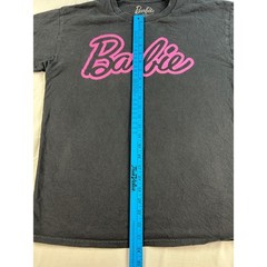 Barbie Movie Graphic T-Shirt Mens Large Black Pink Script Logo Cotton Crewneck
