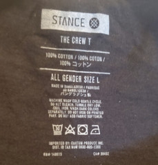 STANCE Nightshade Tee Shirt 100% Cotton Crew Neck Medium Weight All Gender New