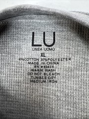 NWT Linea Uomo Gray Waffle Knit Thermal Crew Neck Size XL