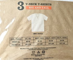 Dockers XLT Big & Tall 100% Cotton V-neck T-shirts 3 Pack New In Package White