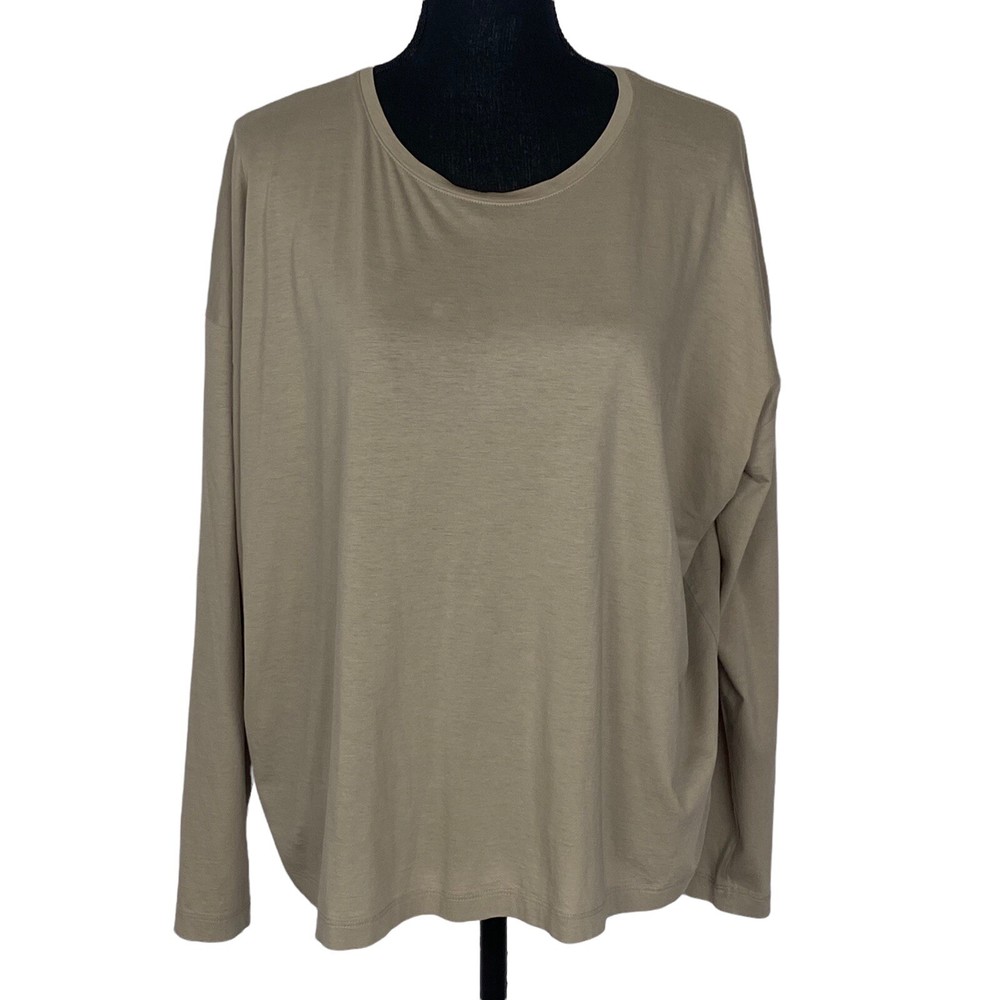 VINCE Men Crew Neck Long Drop Sleeves Tee Shirt Sz L Tan Everyday Casual 60-9