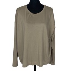 VINCE Men Crew Neck Long Drop Sleeves Tee Shirt Sz L Tan Everyday Casual 60-9