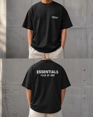 Fear of God Essentials T-Shirt Black Boxy Logo Graphic Tee Mens