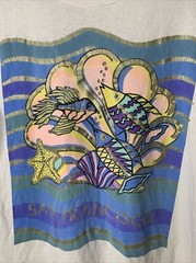 Vintage San Francisco Shirt Mens Sz M Colorful Fish Travel Beach Art 90s