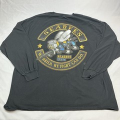 US Navy Shirt Mens Fits XL/XXL Black Seabees USN Military Utility Relaxed