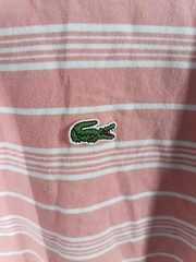 Lacoste Men’s Pink/White Striped V-Neck Short Sleeve T-Shirt Regular Fit 6