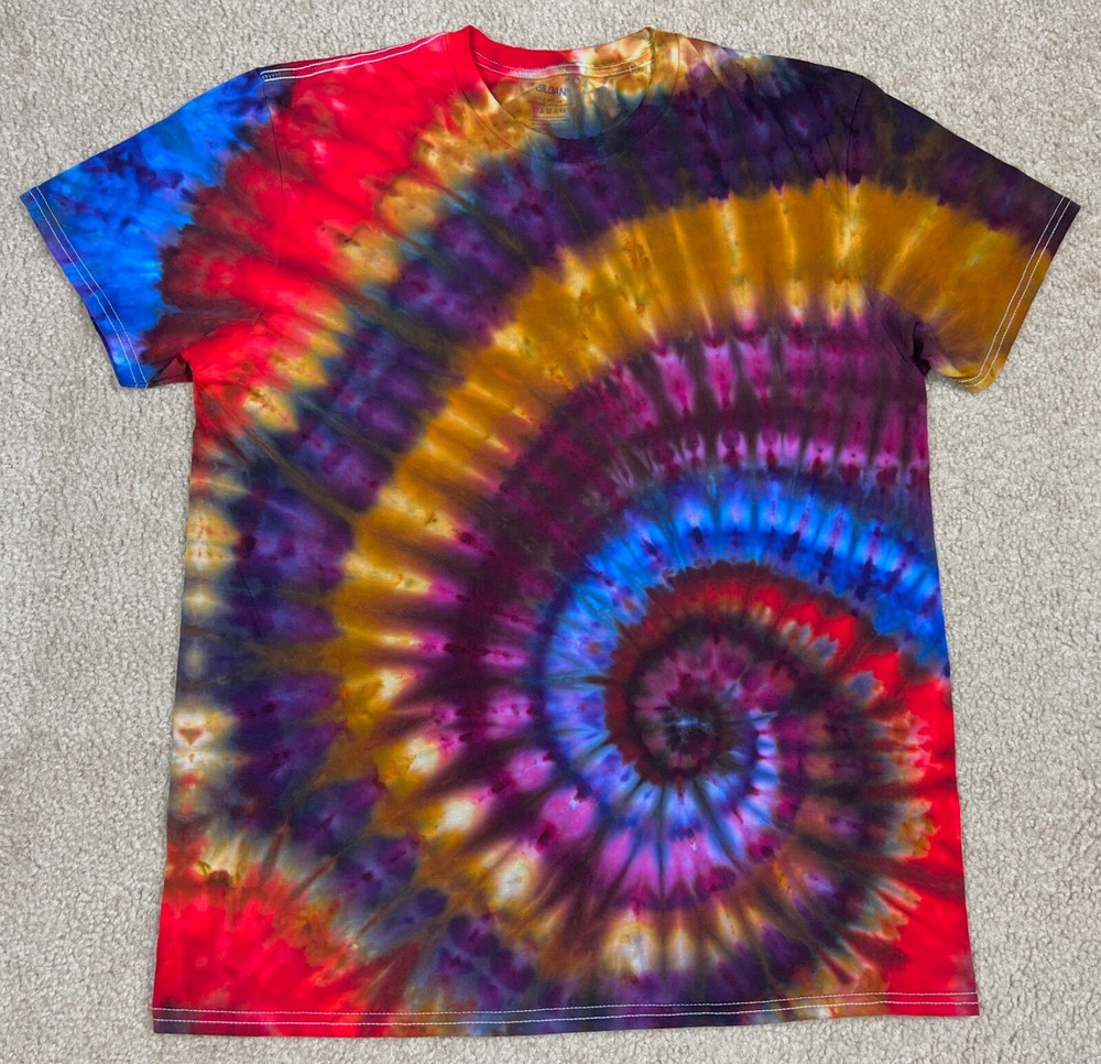 Handmade Ice Tie Dye T-Shirt Large Mens Womens Soft Cotton Classic Spiral