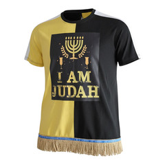 100% Cotton Two Tone Yellow/Black I Am Judah Tee Shirt Gold Fringes
