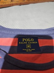 Polo Ralph Lauren Shirt Mens M Blue Pink Striped Preppy Pony Casual Pocket Tee