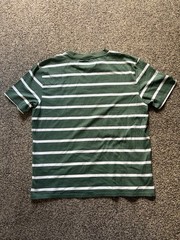 GUESS Originals Green/White Striped Logo Embroidered Crewneck T-Shirt Men’s L