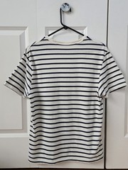 J. CREW Men’s Slim Washed Short Sleeve Navy Stripe, Medium