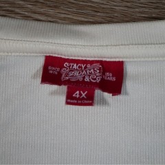 Stacy Adams Mens 4X V-Neck T-Shirt Cream Off White Short Sleeve Textured Knit