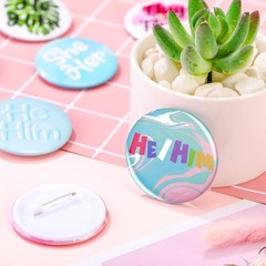 Pronoun Badges Pins Gender Identity Pins They/them,she/her, He/him Pronoun Pi…