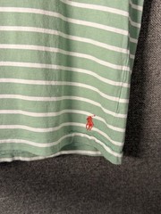 Polo Ralph Lauren Green/White Striped V-Neck Tee Large