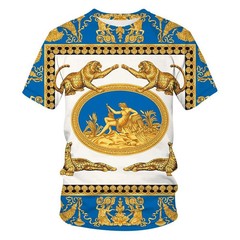 Men Unisex Baroque Golden 3D Print T-Shirt Crew Neck Streetwear Tee 2XS-5XL