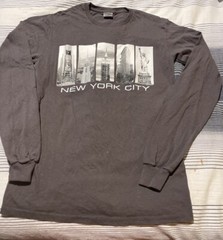 New York Brown Long Sleeve Cottton Blend Delta Pro-Weight T-Shirt Small (325)