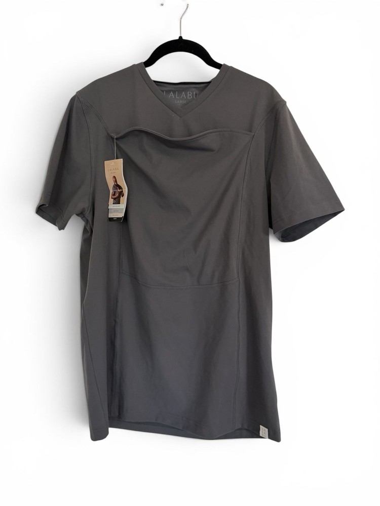 Lalabu Dad Shirt Baby Wearing V-Neck Top Gray Size Large
