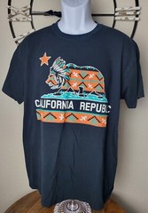Brisco Apparel California Republic Native American Bear Graphic T-shirt Size L