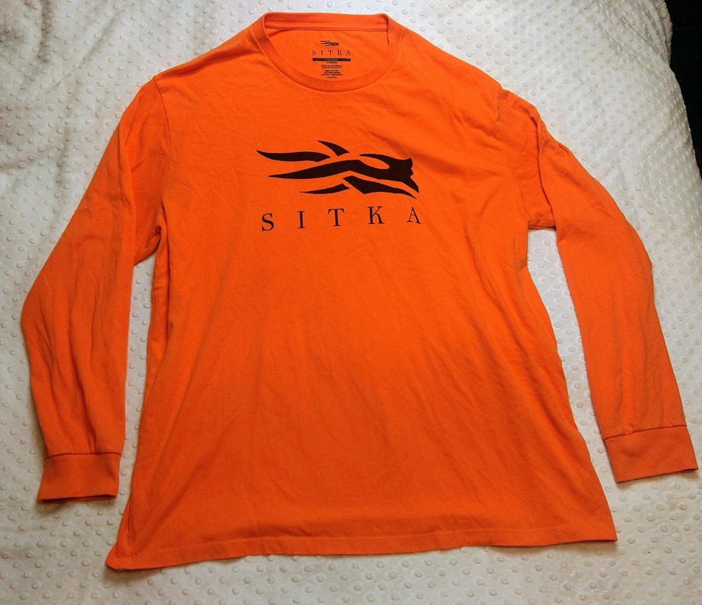 Sitka Icon Long Sleeve Tee Shirt Ultra Blaze Orange Men’s 2XL XX Large
