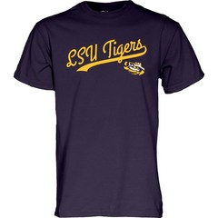 Blue 84 Mens Lsu Tigers T-Shirt Cursive Team Color Team Color Medium