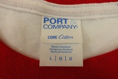 Port & Co Core Cotton Adult Large White Red Contrast Short Sleeve T-Shirt New