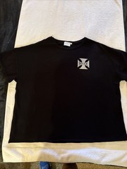 Rhude Cross Men’s Black 2XL Twill Cotton Graphic Logo T-Shirt Size XXL ￼