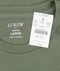 New JCREW Size Mens L Cotton Washed Jersey Tee Shirt in Fatigue Green $35 53362