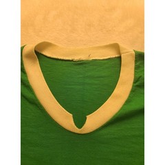 Vintage Leinenkugels Beer Green Ringer T-Shirt V-Neck Athletic Stripe Distressed