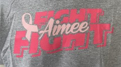 Gildan Men’s Breast Cancer Awareness Aimee Fight Graphic Gray Shirt Size Large