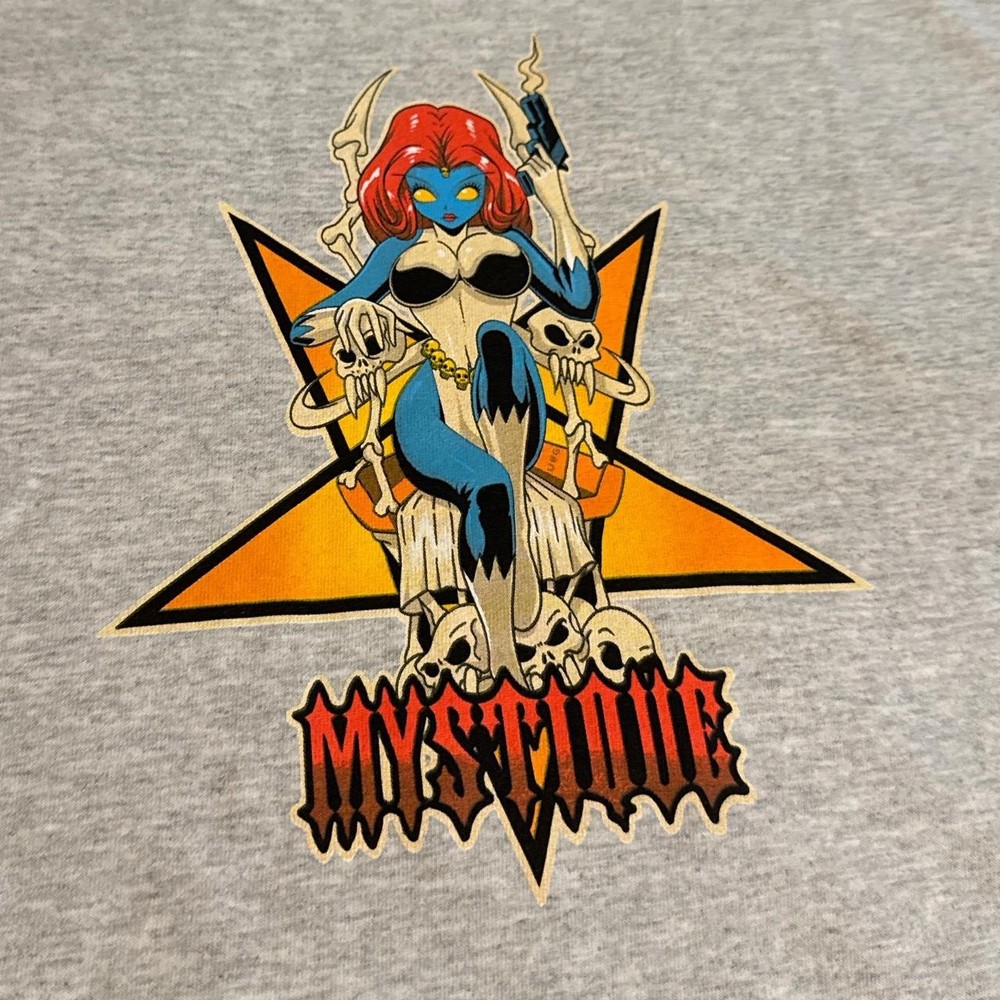 VTG Style Mystique X-Men T-Shirt Anime Girl Graphic SPORT GREY Remake PA11158