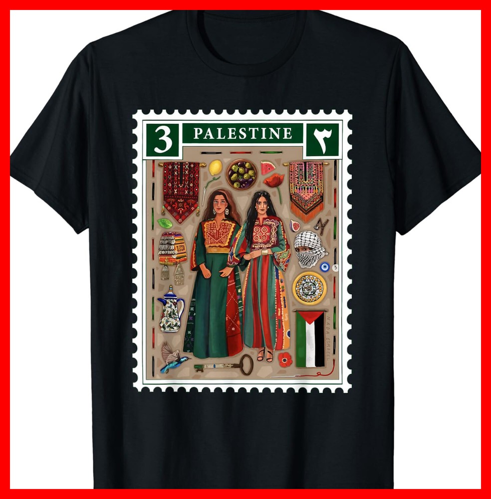 Palestine Stamp Retro Palestine Women Palestinian Flag Gaza T-Shirt