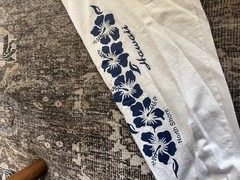 North Shore Hawaii Blue and White Flower long sleeve large Hanes shirt